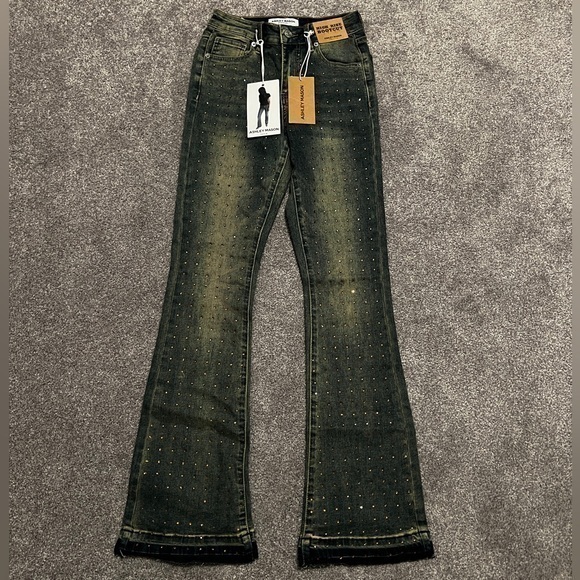 Ashley Mason Denim - Ashley Mason Premium High Rise Bootcut Jeans with Studded Accents Size 0/24